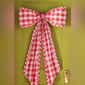 Anthropologie Gingham Oversized Bow Tree Topper Red Plaid New In Box